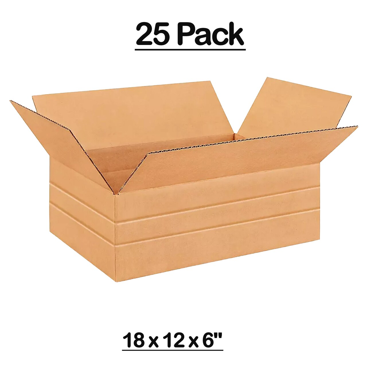 25 Pack Multi Depth Corrugated Shipping Boxes for Packing Mailing and Storage 18 x 12 x 6 inch